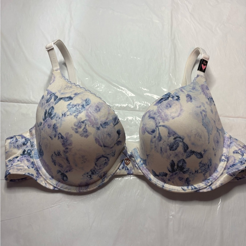 Victoria's Secret Blue and Cream Floral Bra